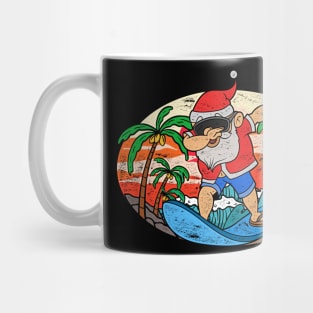 Hawaii Tropical Summer Dabbing Santa Surfing Retro Christmas In July Mug